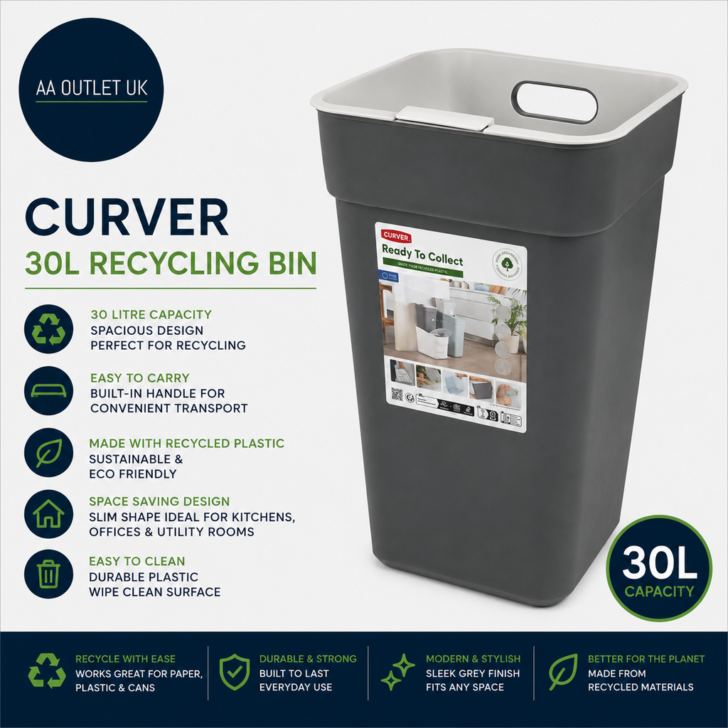 Curver 30Litre Recycling Bin Made From Plastic Grey 55x24.6x36.7