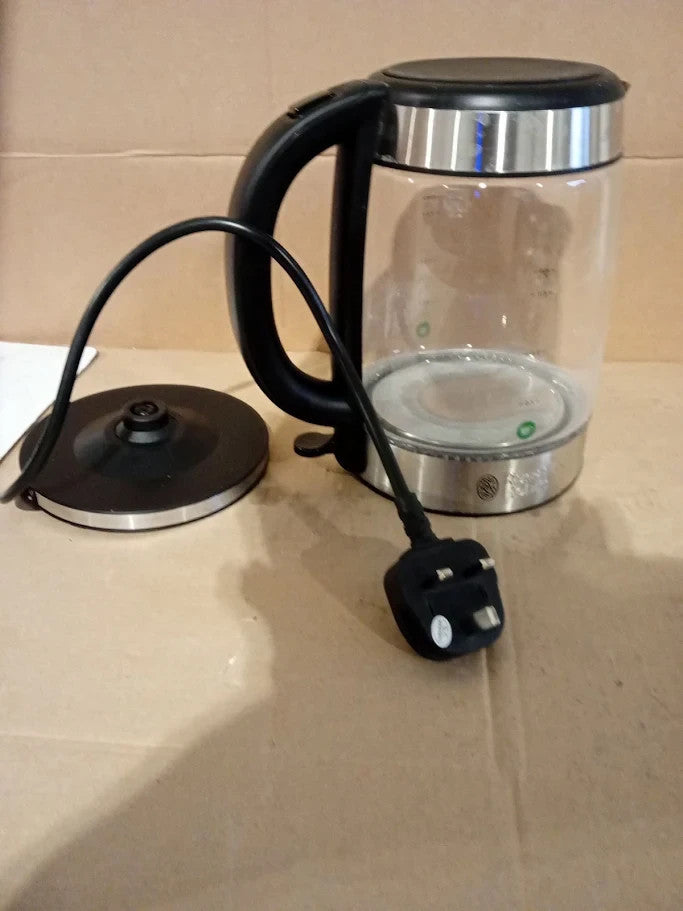 Russell Hobbs Illuminating 1.7L Electric Cordless Glass Kettle Black Brushed