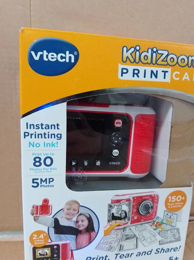 VTech KidiZoom PrintCam Red Kids Instant Print Camera Video Games 5+ Design New