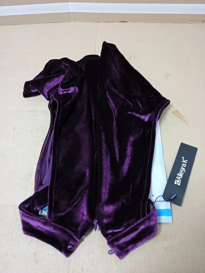Allegra K Velvet Halter Neck Top Purple Sleeveless Blouse Party Evening New