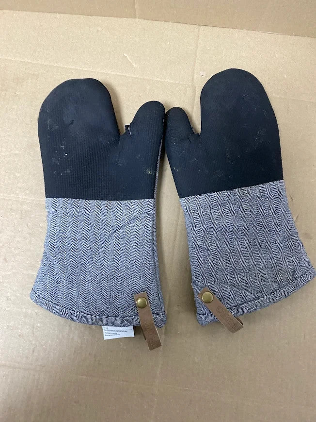 Pair Heat Resistant Silicone Oven Gloves Kitchen BBQ Baking Cooking Mitts Grey