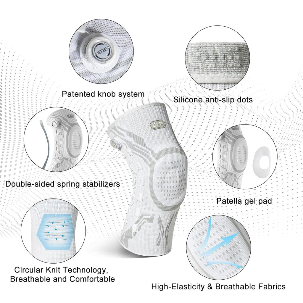 Kuangmi Knob Knee Brace Pain Relief Support Patella Gel Pad Side Left Medium New