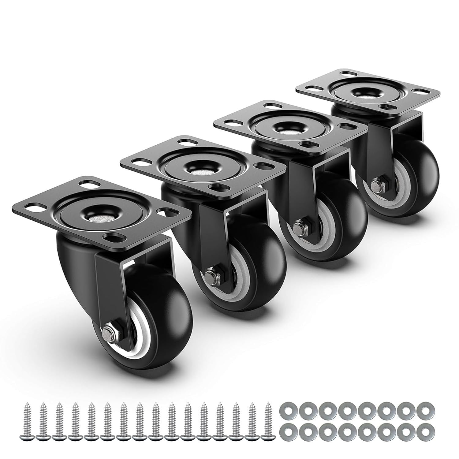 HOLKIE 50mm Furniture Castor 4 Pieces Wheels Capacity 250kg Smooth & Quiet New