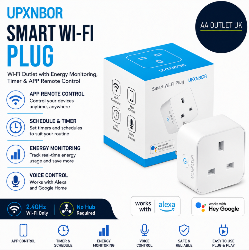 Upxnbor Smart Plug WiFi Outlet Alexa Google Home Wireless Smart Socket Energy