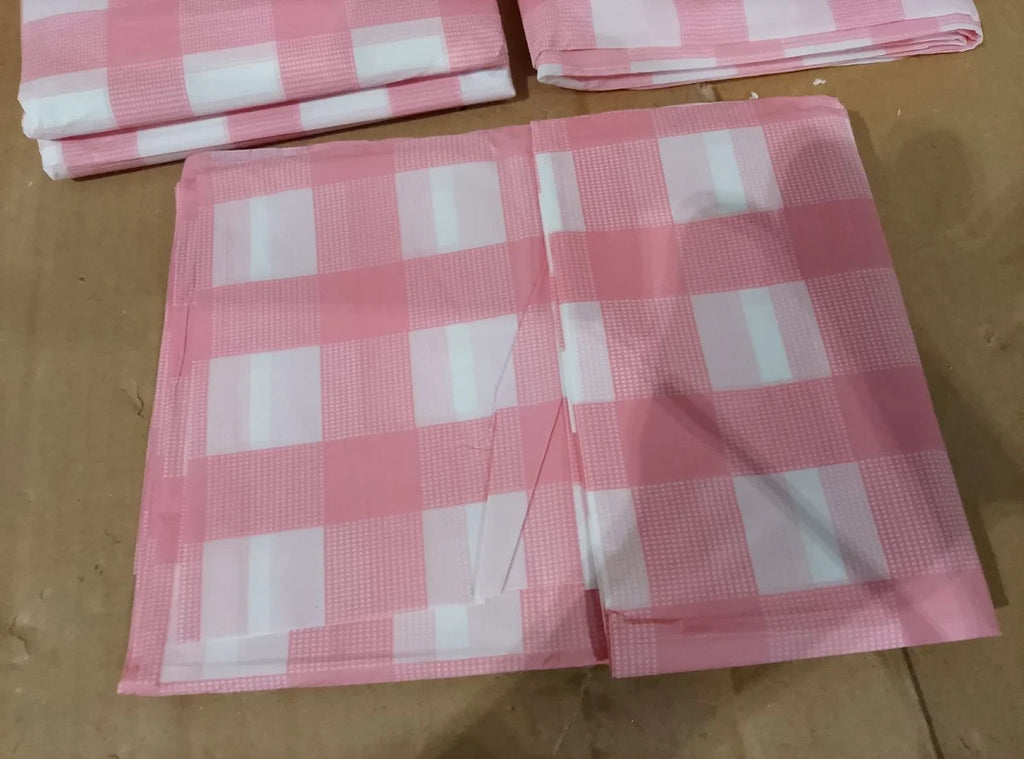 Nachlynn 3 Pack Disposable Plastic Tablecloths 54x108in Pink Gingham Rectangle