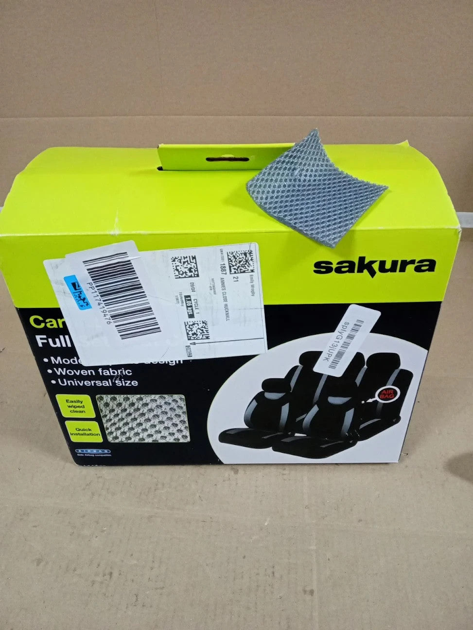 Sakura Car Seat Headrest Covers Carnaby Grey SS5398 Full Set Universal Size New