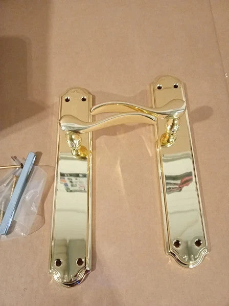 Amig Lever Handle Set Backplate 248x44mm Durable Stylish Zamak Gold Finish New