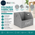 Belle Vous Foldable Fabric Bin Collapsible Toy Organiser Box Handles Grey