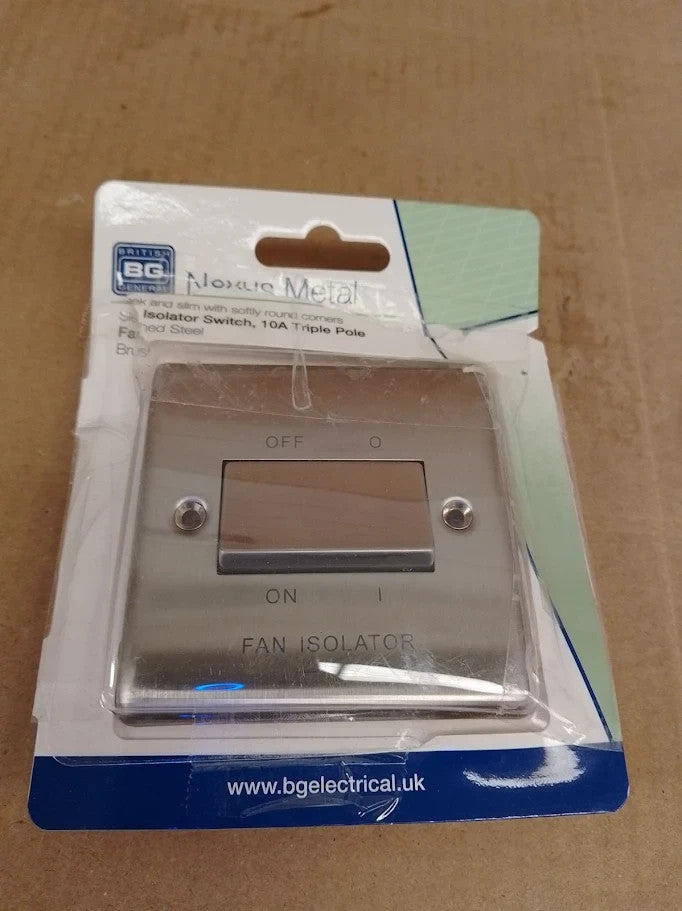 BG Electrical 3 Pole Fan Isolator Switch 10 Amps 250 Volts 8.6x2.3x8.6cm New