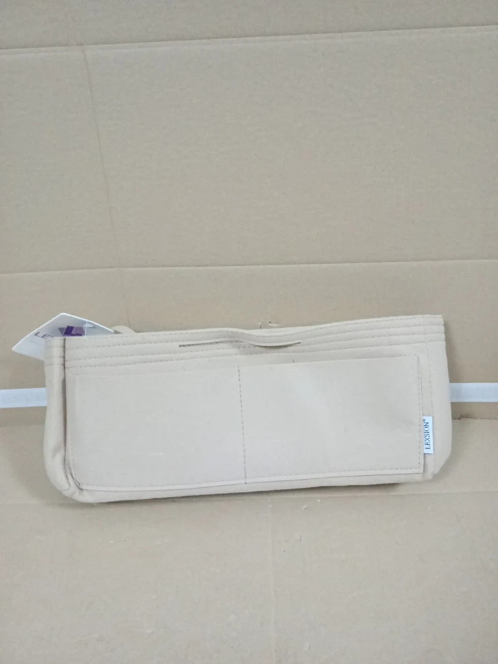 LEXSION Felt Purse Bag Organizer Insert Zipper Tote Shaper Fit Beige Large New