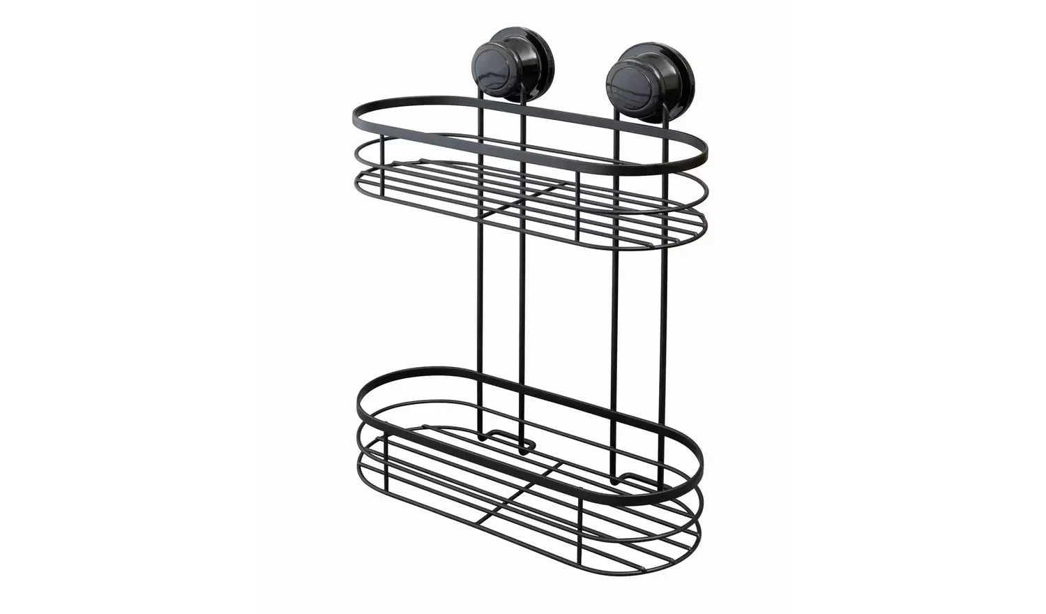 Argos Home Suction Cup Wire 2 Tier Shower Caddy Made Of Steel Black New