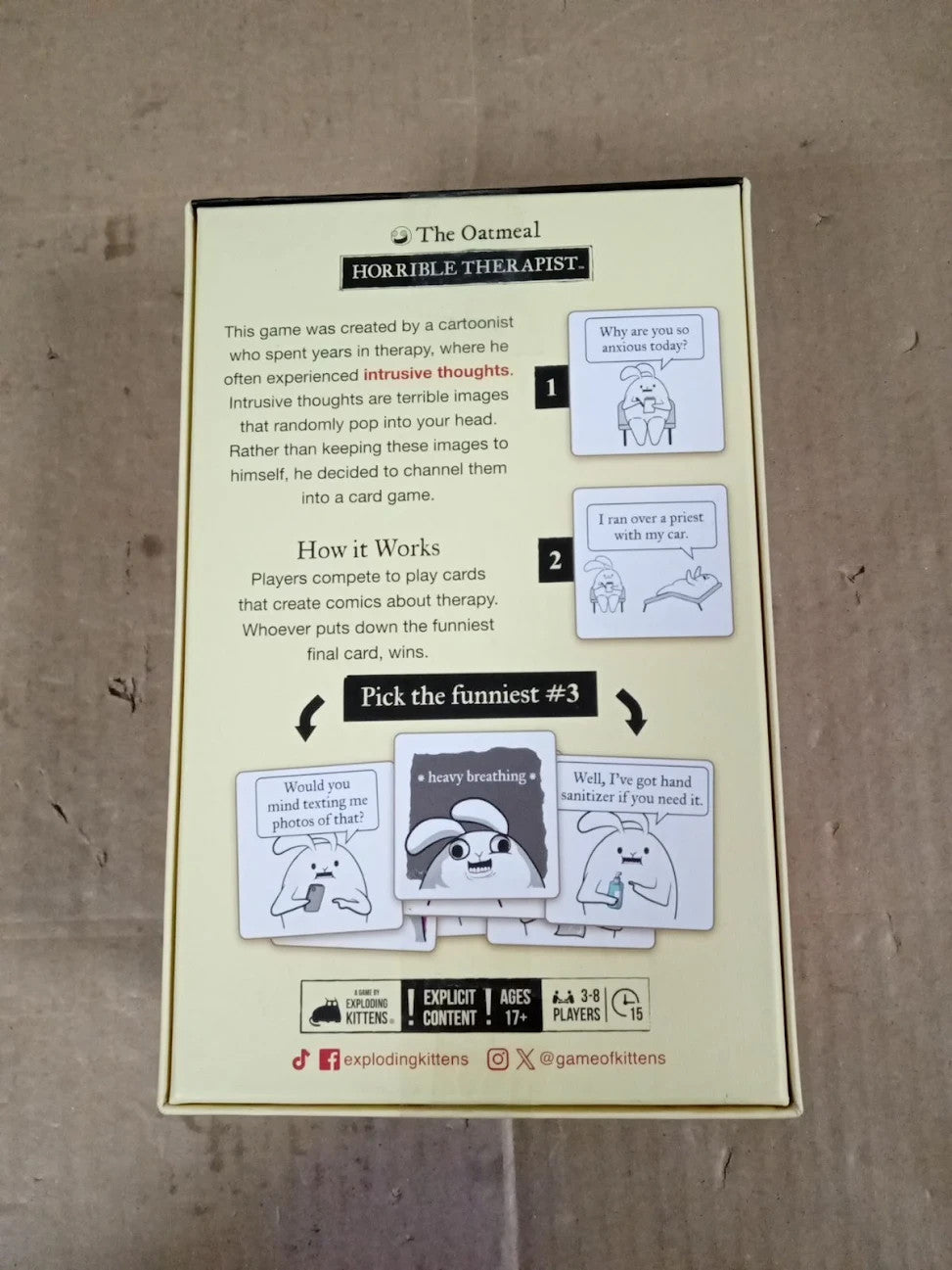Horrible Therapist Base Edition By Exploding Kittens 3-8 Players Ages 17+ New