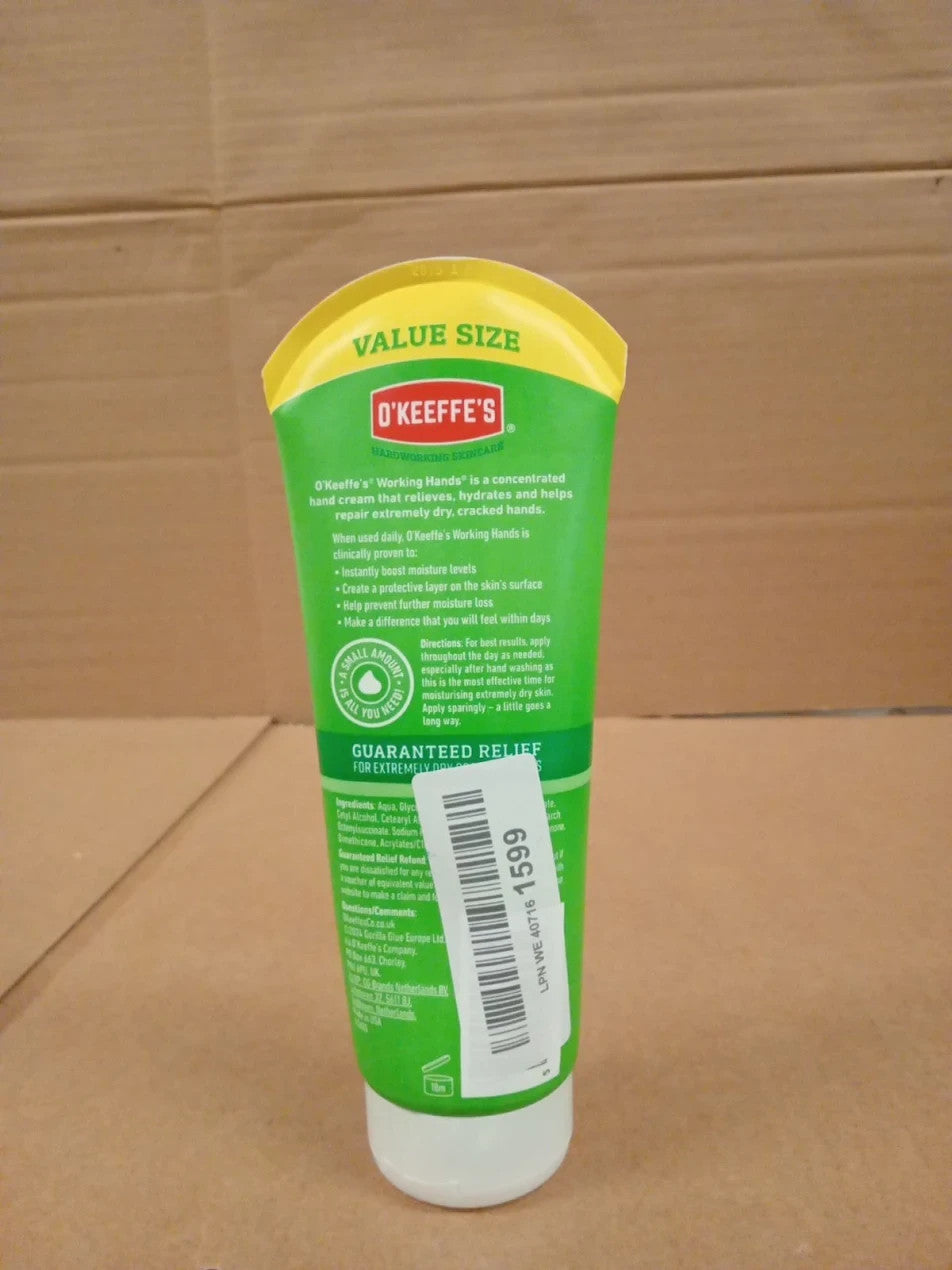 O Keeffes Working Hands Value Tube 190ml Hand Cream Extremely Dry Crack Moisture