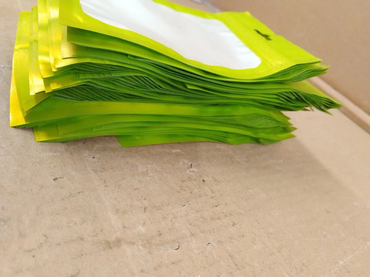 YaYaFunFun 100Pcs Reusable Green Mylar Ziplock Bags 10x15cm Smell Proof New