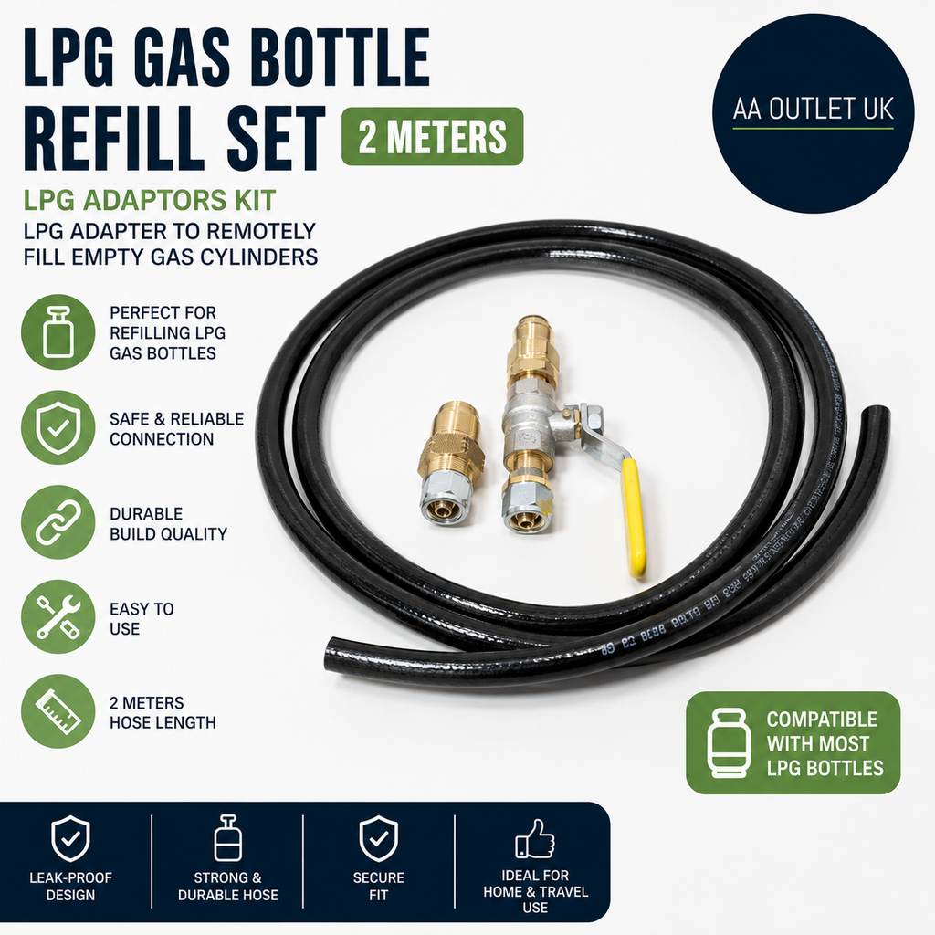DN Autogas Part LPG Gas Bottle Refill Set Adaptors Kit Remotely Fill Empty 2M