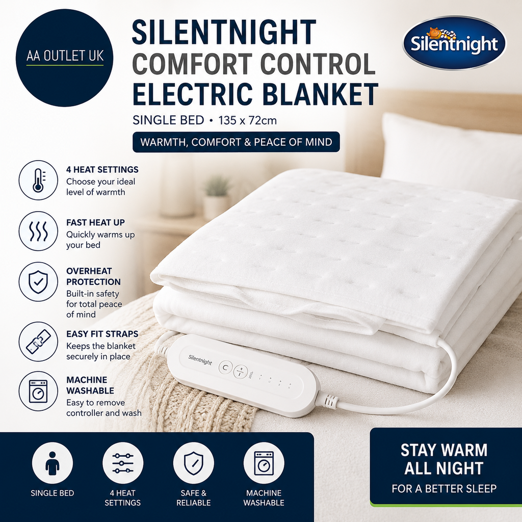 Silentnight Comfort Control Electric Blanket Single Bed Heated Underblanket