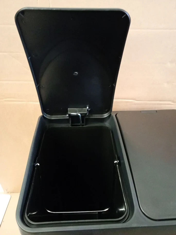 Habitat 30Liter Twin Compartment Recycling Bin Made Steel 48.5x37x40cm Black New