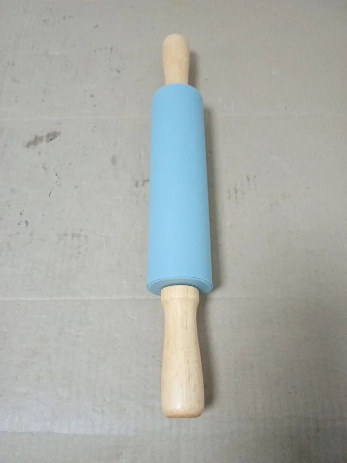 Silicone Pastry Baking Set Non Stick Mat Rolling Pin Spatula Brush Dough Blue