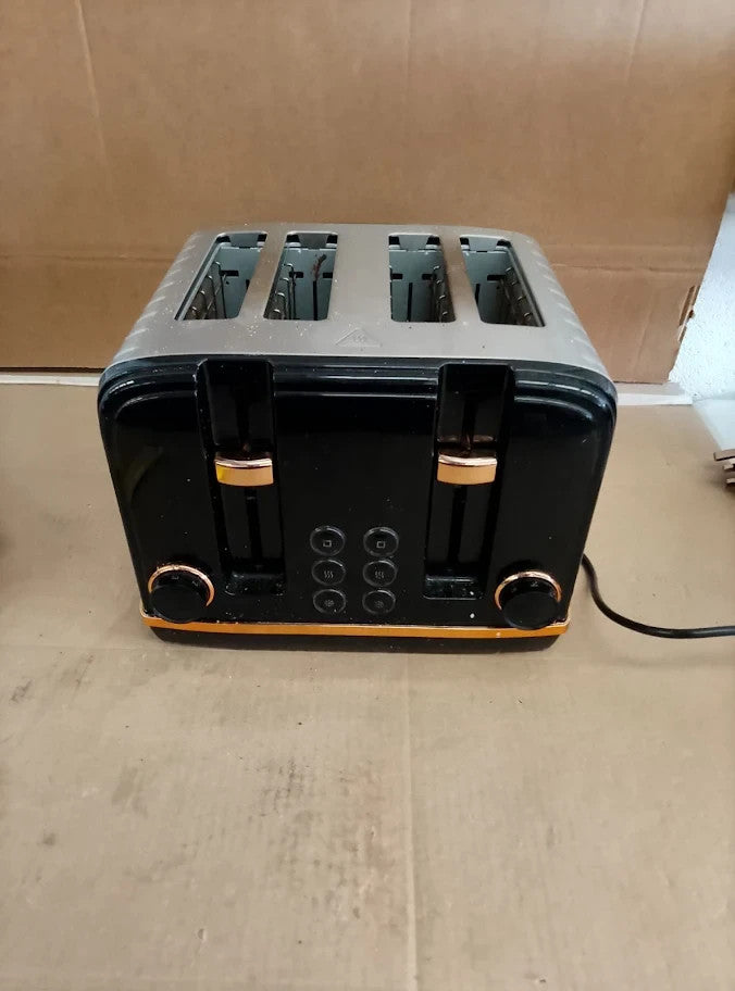 Haden Salcombe Black 4 Slice Toaster Dual Control Retro Design 2300w 21x27x28cm