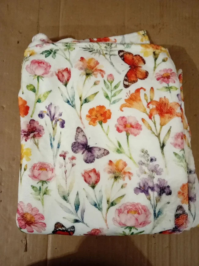 Globeland Wildflowers Throw Butterflies Flannel Blanket Plant Washable 59x51in