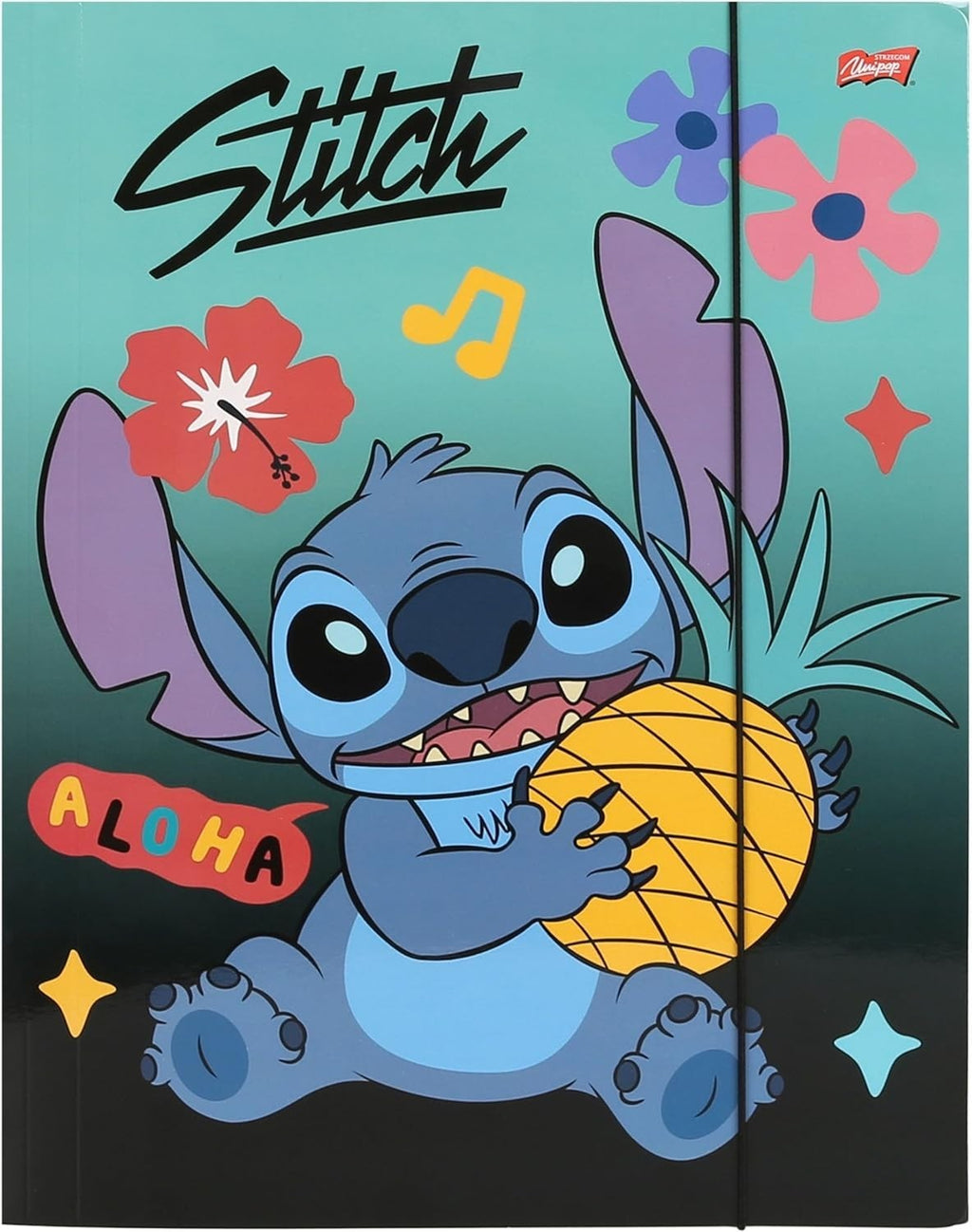 Disney Stitch Folder Elastic Band Children School File Colourful A4 New