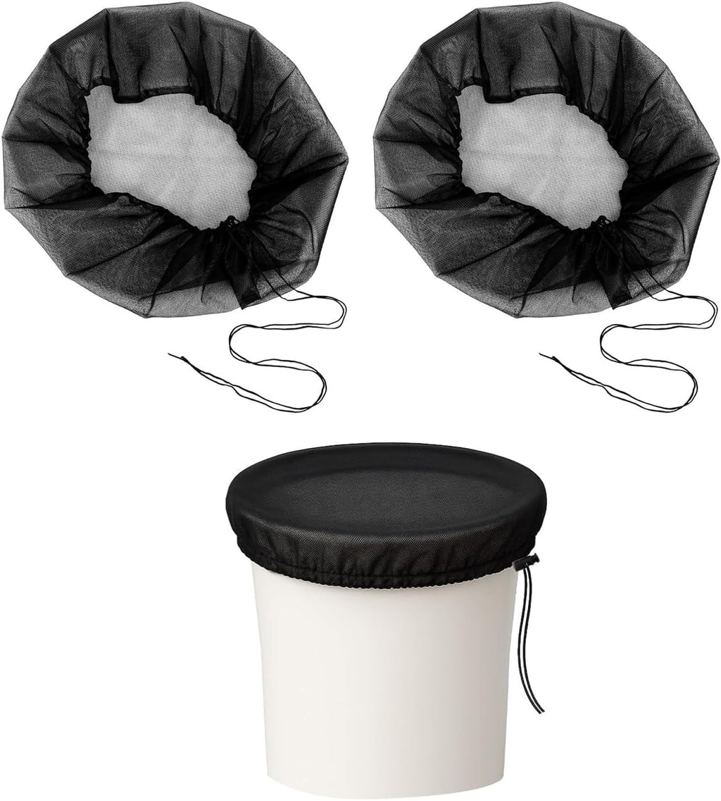 2 Pieces Mesh Cover Net Rain Barrels Black 95cm Adjustable Mosquitos Water