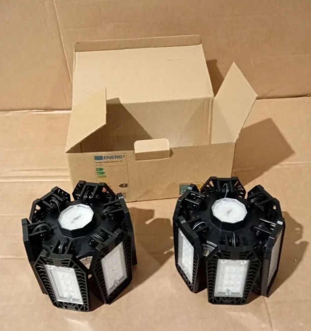 185W LED Garage Light 18500LM E27 Ceiling Lamp Adjustable 6500K 2 Pieces New
