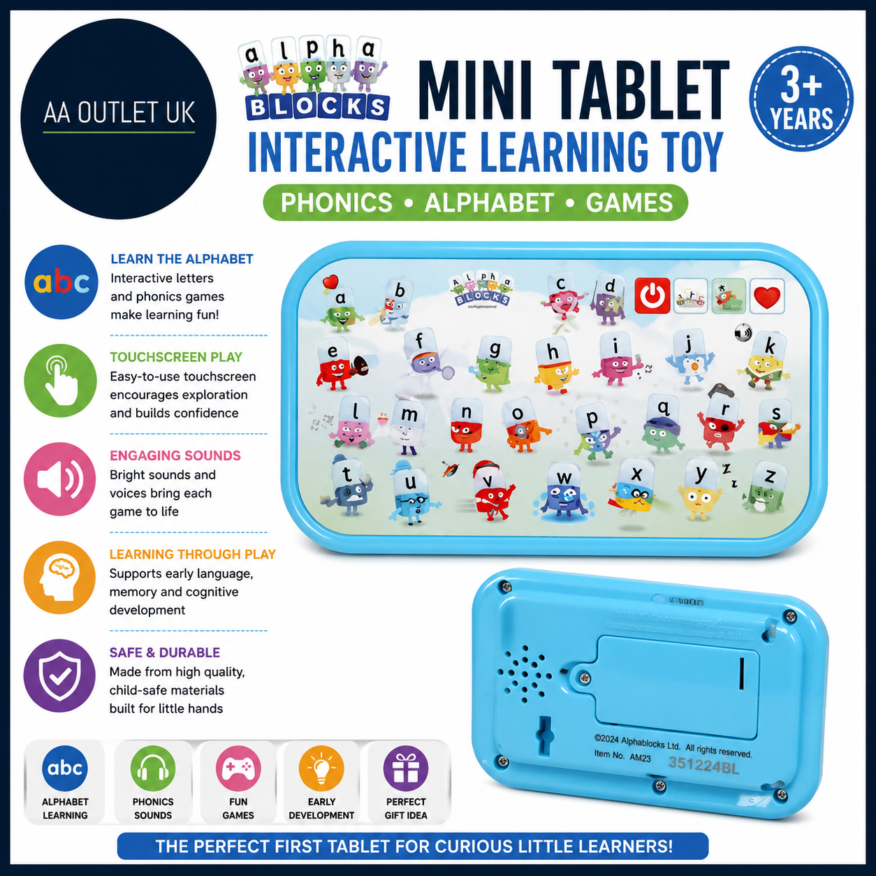 Alphablocks Mini Tablet Interactive Phonics Learning Toy Touchscreen Alphabet