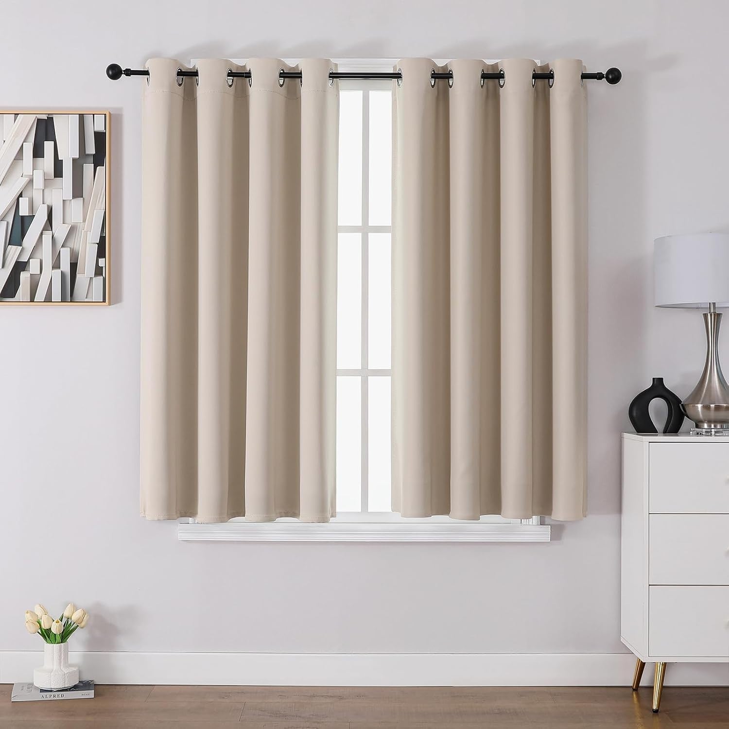 Cucraf Blackout Bedroom Living Room Beige Thermal Curtains 46x54in New