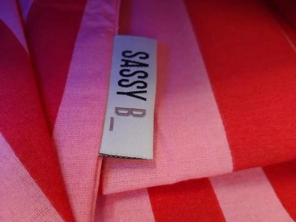 Sassy B Stripe Tease Reversible Double Duvet Cover Set With Pillowcases Red New