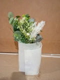 Faux Flowers Artificial Silk Roses Vase Fake Plant Eucalyptus 6.1x11x14.5in