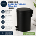 Argos Home 3 Litre Capacity Bathroom Pedal Bin Black 25.1x22x17cm