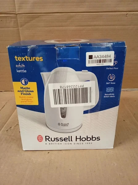 Russell Hobbs Electric 1.7L Cordless Kettle Fast Boil 3KW White Matt High Gloss