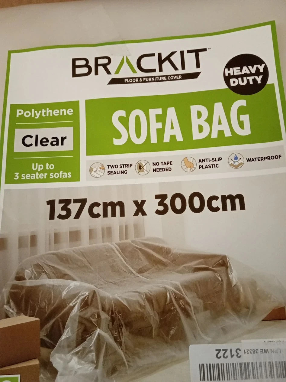 Brackit Sofa Storage Bag Plastic Cover Heavy Duty 300cx137cm Up To 3 Seater