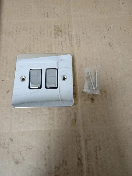 Alliance Electrical FPC2GSWIBC 10A 2 Way Gang Black Insert Flat Rocker New