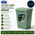 Addis 519353 Kitchen Recycling General Storage Bin 18L Stackable Sage Green