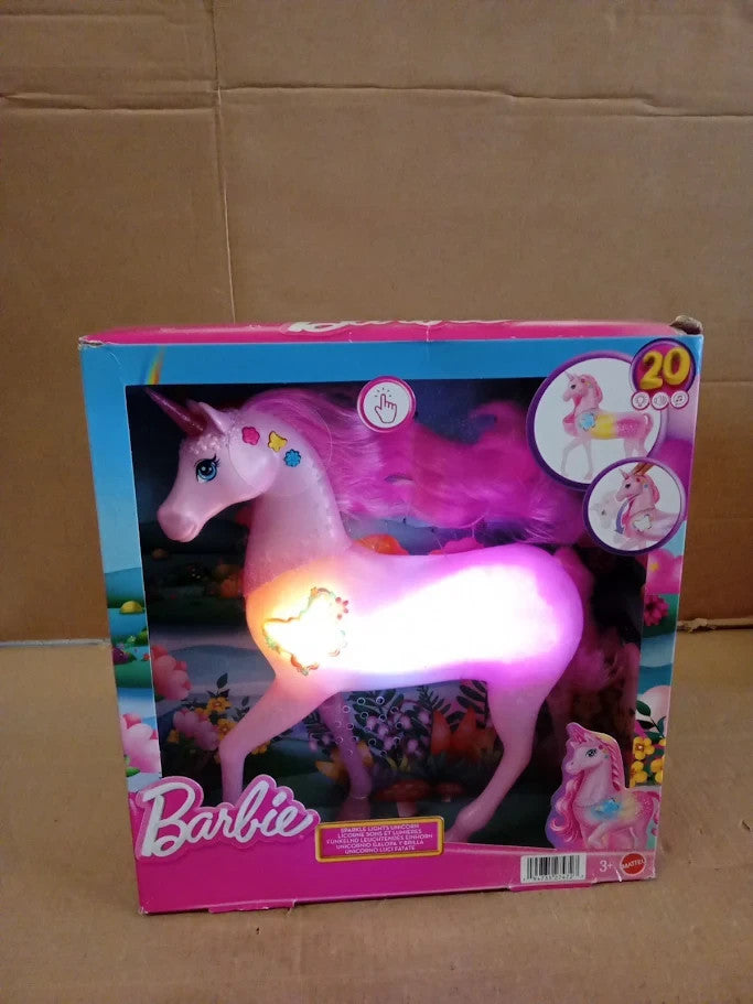 Barbie Sparkle Lights Toy Unicorn 20 Interactive Combos Lights Sounds 3+ New