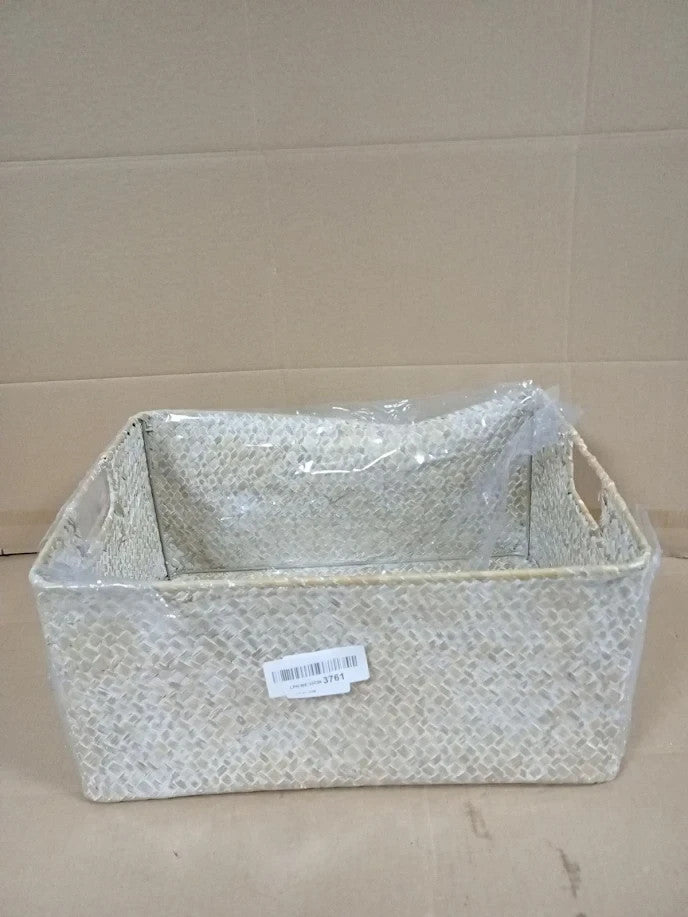 IGNPION Seagrass Multipurpose Storage Basket Large Whitewash Woven Organiser Box