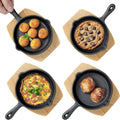 Navaris Cast Iron Skillets With Wooden Base Set 4 15cm Heavy Duty Pans New