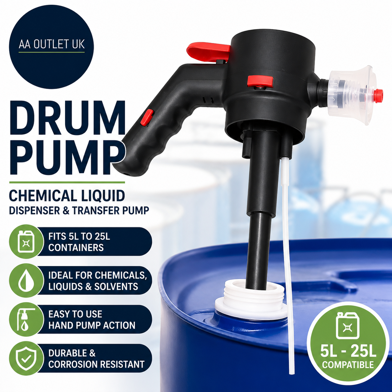Drum Pump Chemical Liquid Dispenser Transfer Pump 5L To 25L Containers
