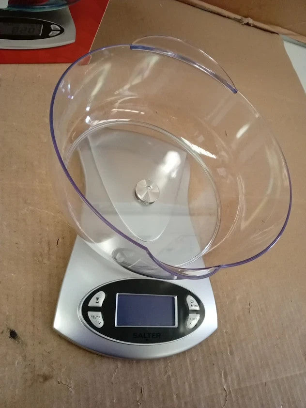 Salter Bowl Electronic Scale Plastic Material Imperial Metric Silver New
