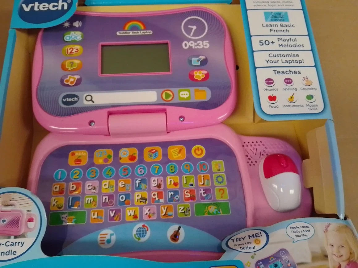 VTech Toddler Tech Laptop Pink Interactive Educational Computer Toy 20 Games 2+
