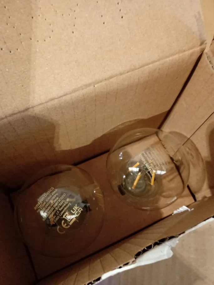 Amazon Basics LED E27 Edison Screw Bulb 7W Clear Filament Warm White 2pc New