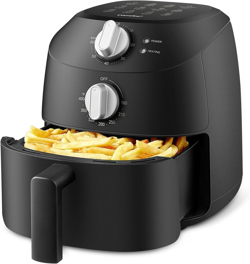 Midea Compact 2L Air Fryer 12 Preset Menus Adjustable Timer 21.5x23x22 Black New