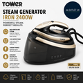 Tower Steam Generator Iron 2400W High Pressure Faster Ironing 1.5L Tank Black