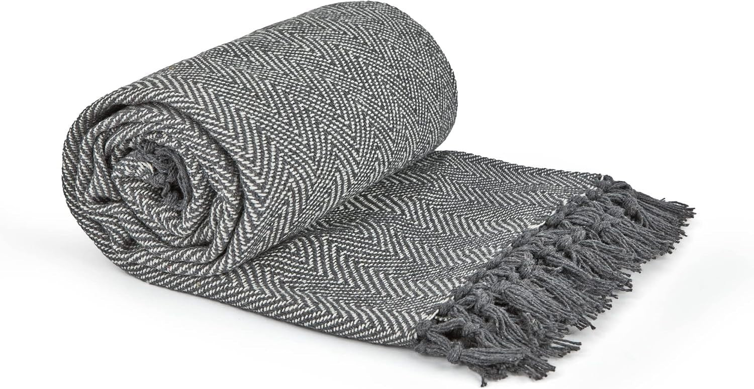 Emma Barclay Herringbone Recycled Cotton Patterned Chair Sofa Setee Throw New