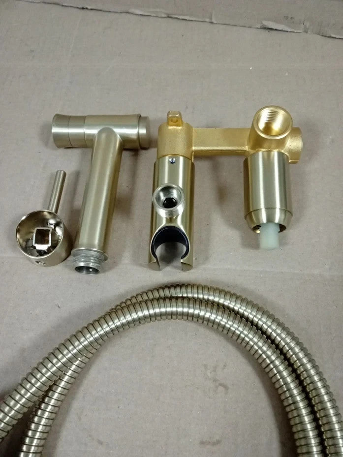 Concealed Wall Mounted Bidet Spray Set Handheld Shattaf Brushed Gold Durable