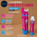SodaStream Pink CO2 Cylinder 60 Litres Quick Connect Fizzy Drink Maker Design