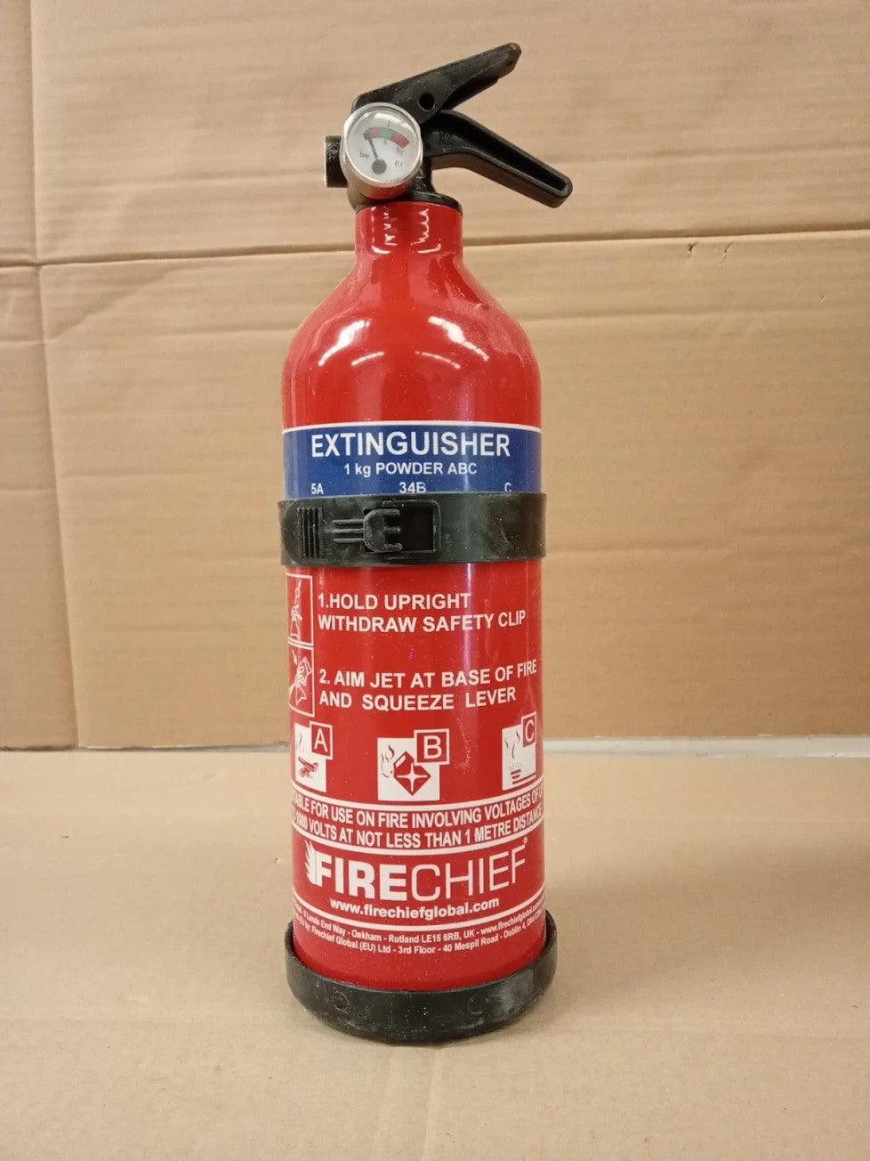 Firechief 1kg Powder Fire Extinguisher Red Home Multi Purpose Powder Supplied