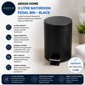 Argos Home 3 Litre Capacity Bathroom Pedal Bin Black 25.1x22x17cm